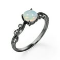 thumbnail image 4 of JeenMata Curved Band - 1.10 Carat Round Brazilian Opal And Moissanite - Milgrain Filigree - Prong Set Engagement Ring - 18K Black Gold Plating Over Silver, 4 of 7