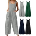 thumbnail image 4 of Mono de mujer con bolsillos, sin mangas, piernas anchas, monos de talla grande, 4 of 8