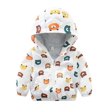 

Kids Baby Boys Girls Dinosaur Print Hooded Zip Jackets Toddler Trench Windbreaker Casual Outerwear 2-7T