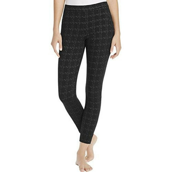 1pc Hue Womens Checkered Stretch Ankle Pants BLK XS