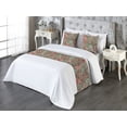 thumbnail image 3 of Floral Design Bed Runner Set, Melancholic Anime Vibes Blooming Flowers Pattern on Jumble Back, Decorative Bedding Scarf & 2 Pillow Shams for Hotels Homes, King, Coral Sea Green Mauve, by Ambesonne, 3 of 3