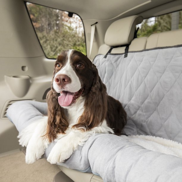 PetSafe Happy Ride Car Dog Bed, Bench Seat, Pet Comfort Travel, Grey