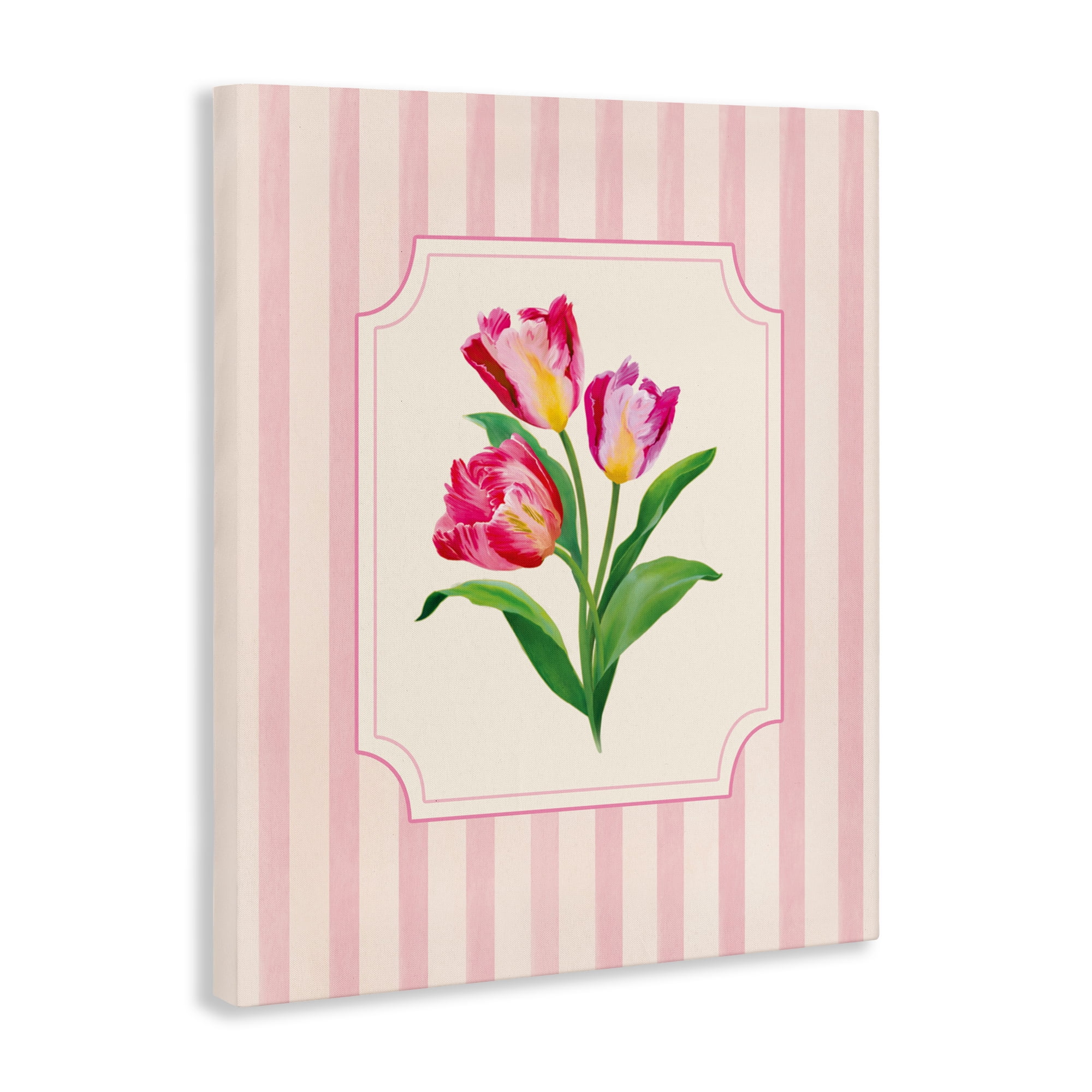 Stupell Industries Magenta Tulips over Stripes Canvas Wall Art, design by Diane Neukirch
