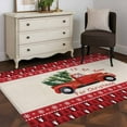 thumbnail image 5 of Red Christmas Truck Area Rug 4x6 Washable Rug Non Slip Xmas Tree Snowflake Plaid Winter Large Area Rug Indoor Floor Carpet for Entryway Bedroom Kitchen Living Room Home Office Dining Room Nursery, 5 of 8