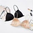 thumbnail image 3 of Deepwonder French Style Triangle Cup Bra Gathers One-Piece Wire Free Bras Ladies Underwear Solid Color Lingerie, 3 of 6