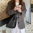 thumbnail image 6 of Stylish Women Shoulder Bag Pure Color with Zipper Pocket Adjustable Strap Tote Leather Hobo Purse Handbag for Ladies Travel Black, 6 of 7