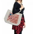 thumbnail image 2 of American Flag Shopping Bag, USA National Star Horizontal Stripes Pride Grunge Design Image, Eco-Friendly Reusable Bag for Groceries Beach and More, 15.5" X 14.5", Cream, by Ambesonne, 2 of 2