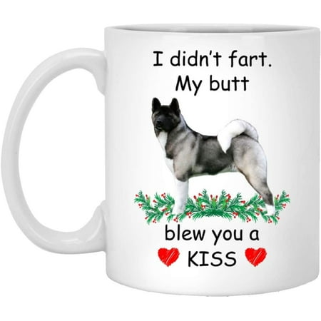 

Funny Pet Lover Gifts Akita Grey Blew You A Kiss Christmas 2022 Gifts White Coffee Mug White 11oz