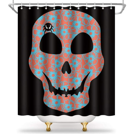 Fl Dark Skull Fabric Shower Curtain, Skull Shower Curtain And Accessories