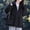 Black-8, variant on Black*Friday on Sale ChaoHeng Women Winter Jackets Clearance under $10 Women's Solid Color Longline Quilted Coat,3/4 Sleeve Zip Up Jacket with Drawstring and Fleece Lining