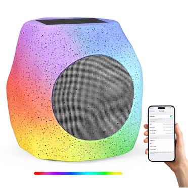 Outdoor Bluetooth Speakers, Waterproof Wireless Rock Speakers Outdoor Waterproof Solar Bluetooth Speaker with Lights RGB TWS Pair for Patio, Pool, Garden