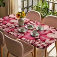 thumbnail image 3 of Valentine's Day Table Cloths for 5 Foot Rectangle Tables, Romantic Watercolor Love Pink Plaid Beige Patio Waterproof Elastic Fitted Tablecloths, Washable Rectangular Table Cover for Camping, 3 of 8