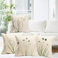 thumbnail image 2 of Green Plant Throw Pillow Covers Set of 4 Pure and Fresh Flower Art Spring Summer Decorations Pillow Covers Cotton Linen Outdoor Home Decor Cushion Cover for Sofa Couch (Green Plant, 18" x 18"), 2 of 6