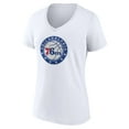 thumbnail image 2 of Women's White Philadelphia 76ers Alternate Logo V-Neck T-Shirt, 2 of 3