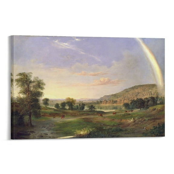 Landscape with Rainbow Robert S. Duncanson Painter Poster Artworks Picture Print Poster Wall Art Painting Canvas Gift Decor Home Posters Decorative 24x36inch(60x90cm)