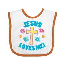 Inktastic Easter Jesus Loves Me with Cross and Flowers Boys or Girls Baby Bib