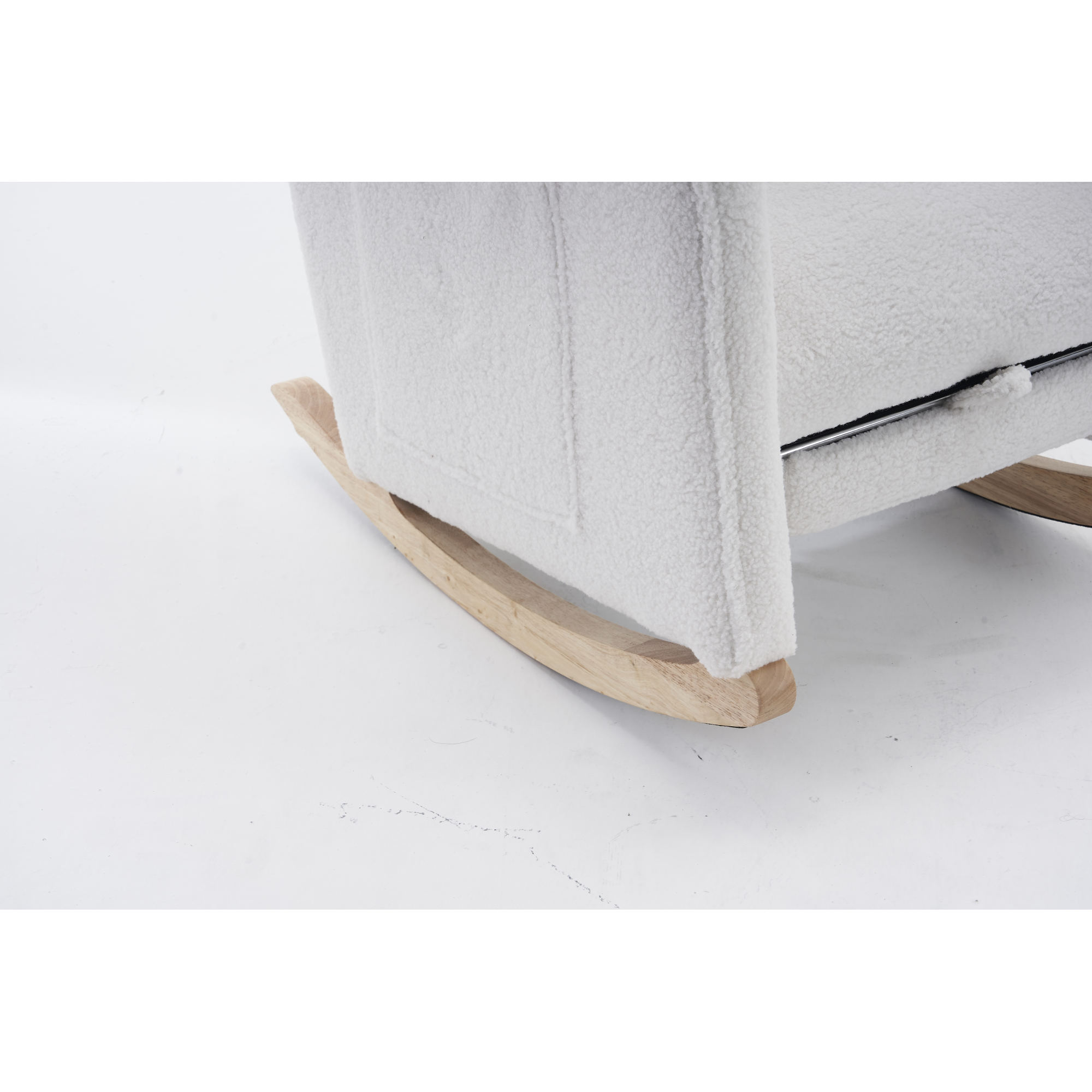 Jopath Nursery Rocking Chair,Teddy Fabric Upholstered Rocking Chair with Adjustable Footrest,Glider Rocker Chair with High Backrest for Living Room,Bedroom,Ivory