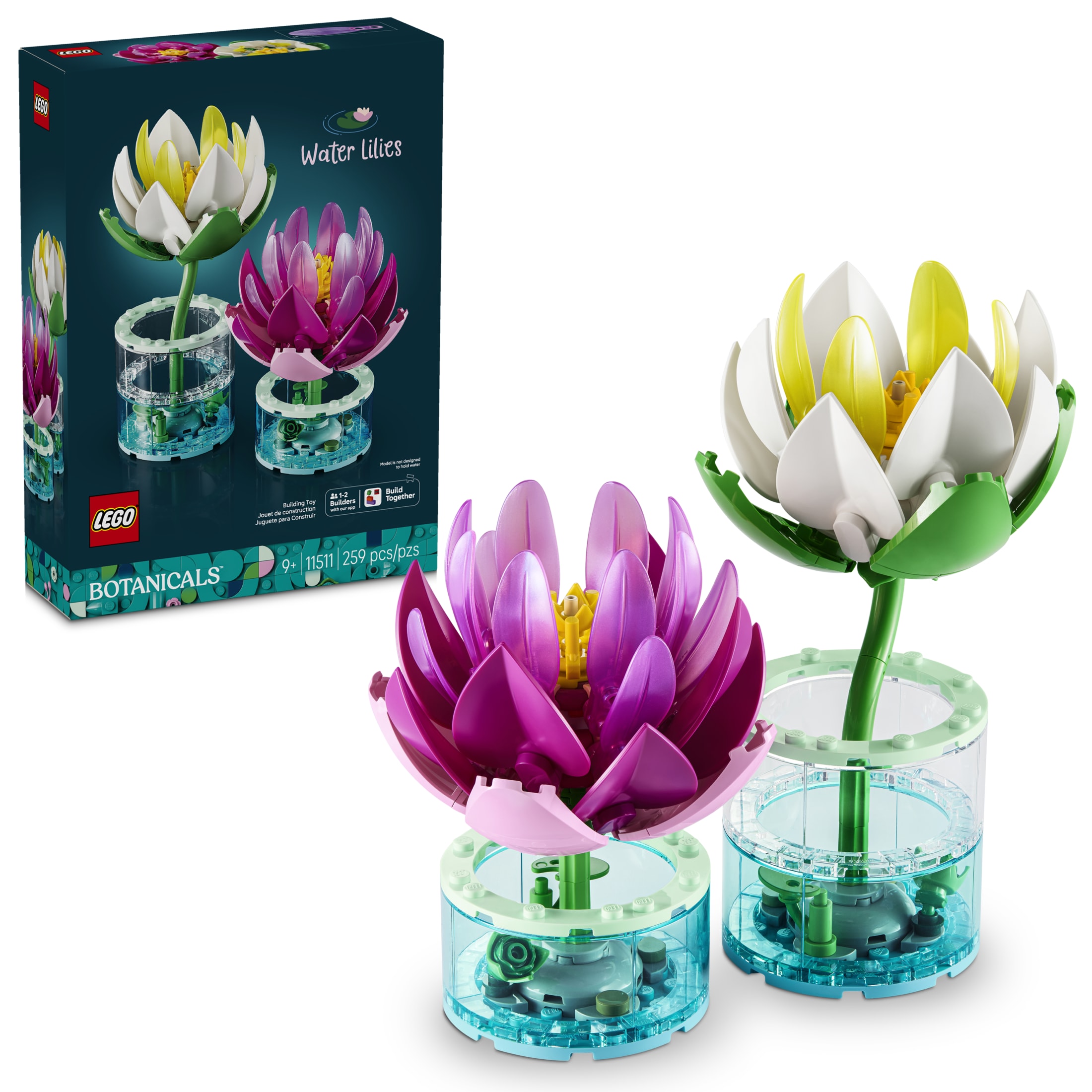 LEGO Botanicals Water Lilies - Building Toy for Girls & Boys, Ages 9+ - Artificial Flower Decor for Kids Bedrooms or a Bookshelf - Birthday or Housewarming Gift - 11511