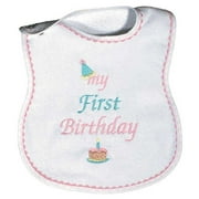 Baby Girls "My First Birthday" Embroidered Bib, Pink