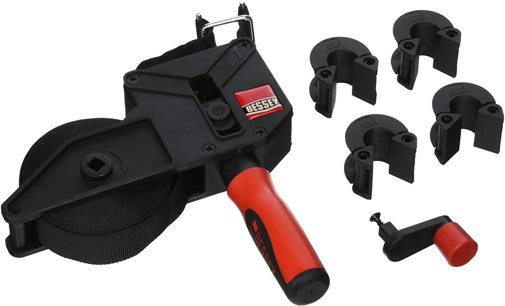 Bessey VAS-23+2K Variable Angle Strap Clamp with 4 Clips 23 Black with red Handle