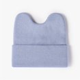 thumbnail image 2 of ZHENHONG Beanies for Women Cute Rabbit Ears Woolen Hat Solid Outdoor Knitted Hat Casual Solid Color Headwear Light Blue, 2 of 3