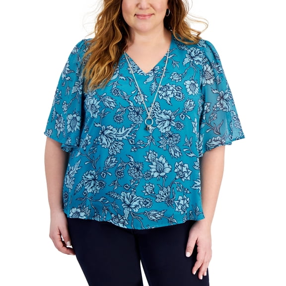 Plus Size Floral Necklace Top Seafrost Combo 4X