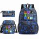 thumbnail image 2 of my world 3pcs Set Backpack Students Cartoon 3D Printed School Bag Bookbag Unisex Casual Travel bags Shoulder Bag Mochilas, 2 of 4