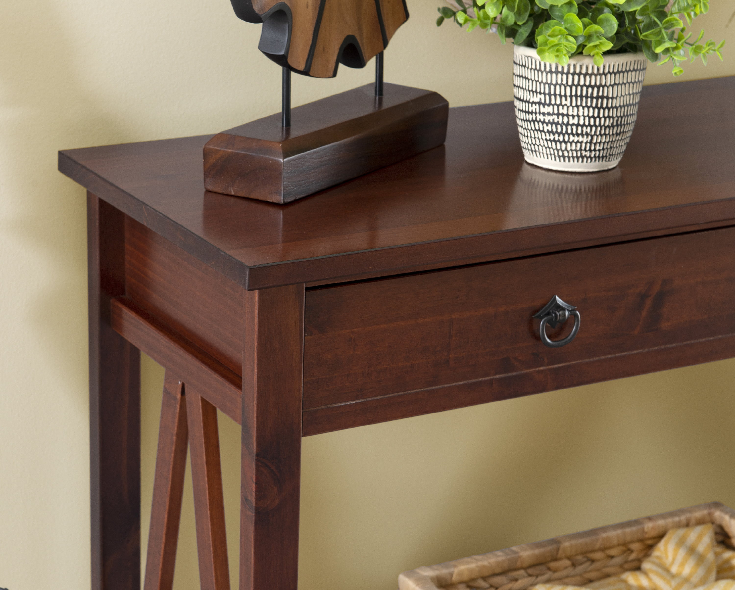 Linon Moreland Farmhouse Console Table with 2 Drawers, Antique Tobacco Finish