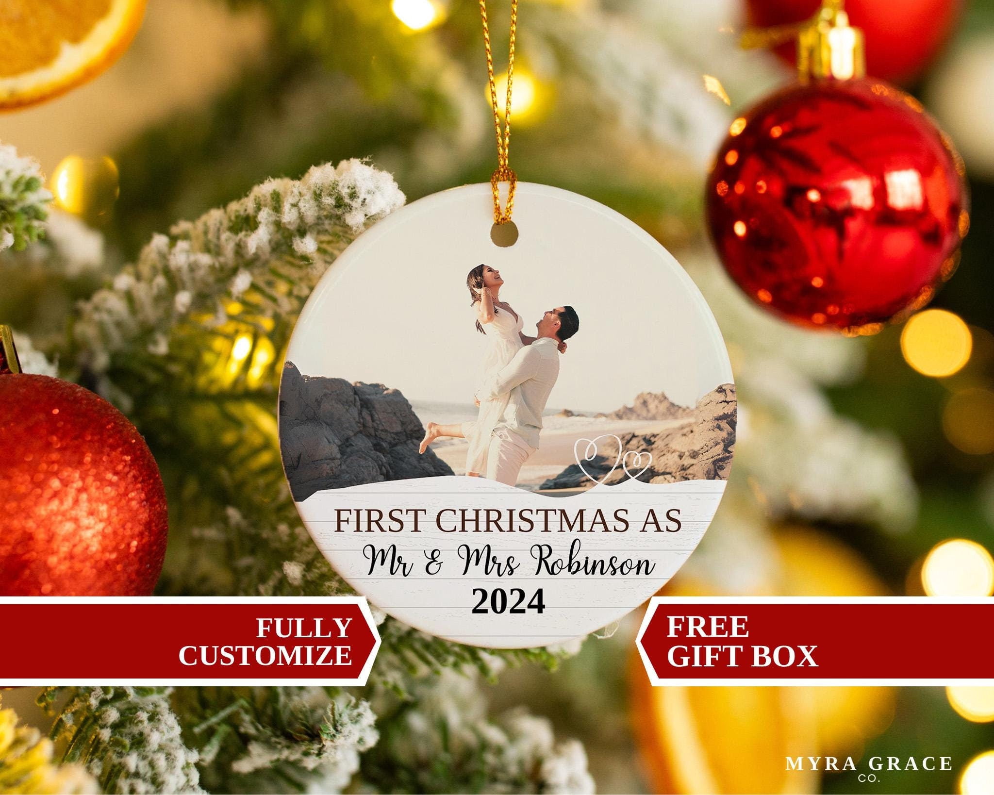 First Christmas 2024 Ornament - 3 Inch Ceramic Keepsake, Double-Sided Print, Perfect Retirement/Job/Christmas Gift & Tree Decoration