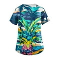 thumbnail image 3 of YDKZYMD Womens Body Scrub Tops Hawaiian Tropical Petite Graphic Nurse Uniform Scrubs Workwear Short Sleeve Jogger Scrub Tops Plus Size V Neck with Pockets Scrub Shirt Blue 3XL, 3 of 3