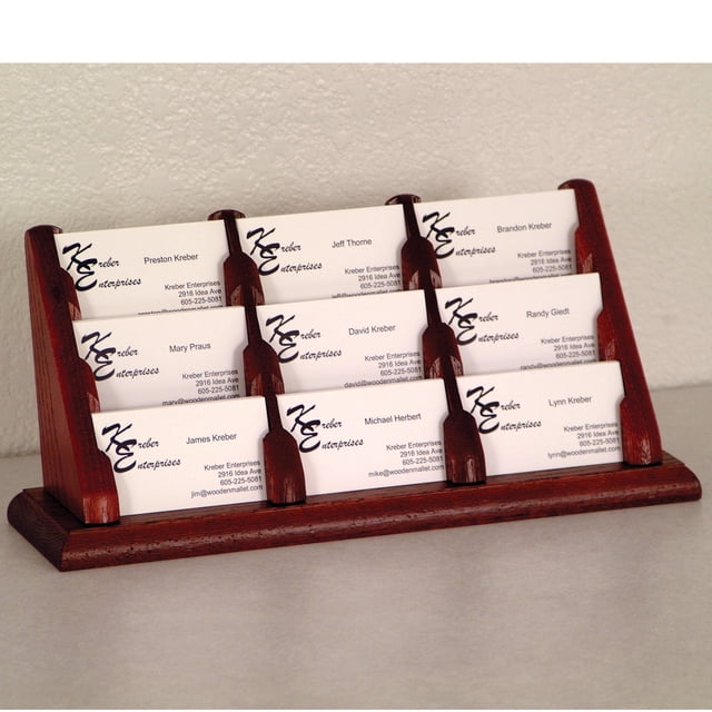 Tarjetero de madera para mostrador con 9 bolsillos, caoba Wooden Mallet BCC3-9MH