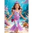 thumbnail image 2 of Girl Sparkle Mermaid Princess Dress Kids Mermaid Play Costume Sets Dress up Outfit, 2 of 8