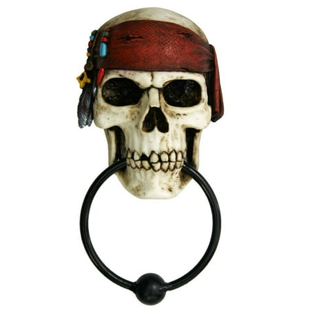 Pirate Bookmarks - Nautical Buccaneer Pirates Skull Door Knocker Halloween Decor Figurine 7.85 Inch Tall