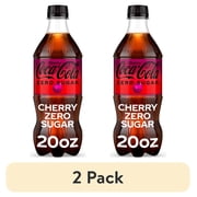 (2 pack) Coca-Cola Zero Sugar Cherry Soda Pop Bottle, 20 fl oz
