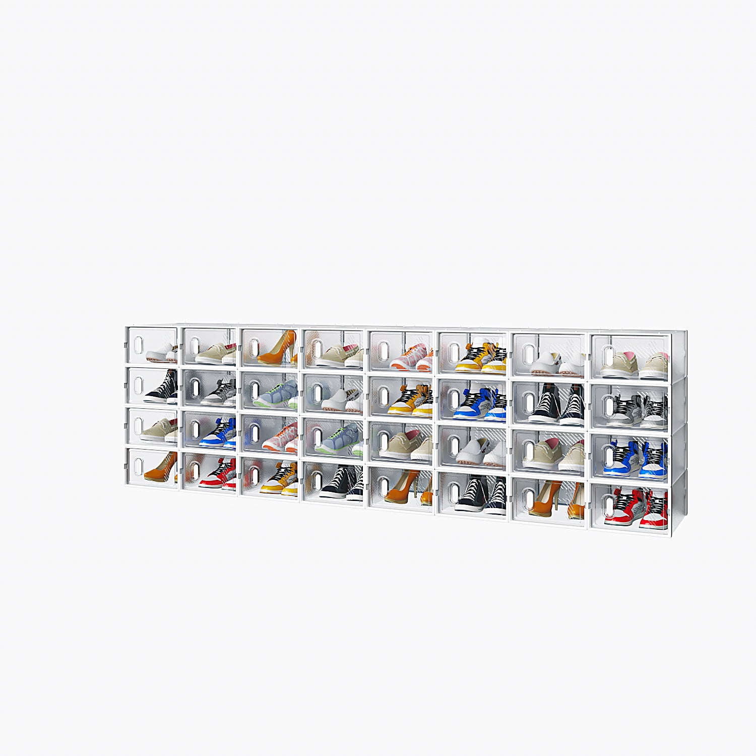 32PCS Plastic Shoe Box, White Freely Combinable Small Size, 33*23*14cm