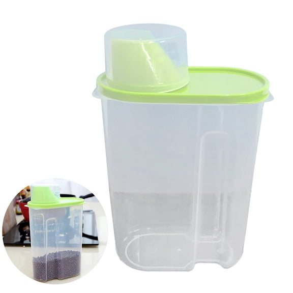 PLJFXXM Airtight Food Storage Container for Grains 1.5L Size Plastic with Pour Spout and Measuring Cup for Cereal Rice Sugar Beans Kitchen Pantry Organizer (Green)