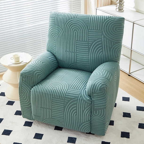 Nvzi Funda de sofá elástica de jacquard para 3 plazas, funda de sillón reclinable verde para sala de estar, fácil de instalar, lavable, protector de sofá