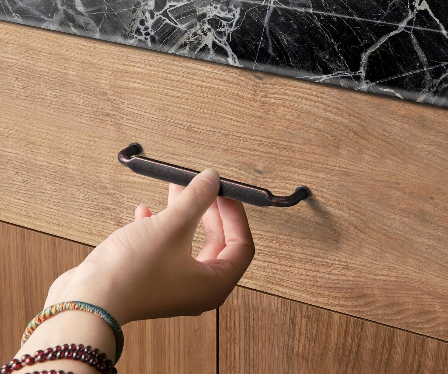Goo-Ki 5" Hole Center Antique Oil Rubbed Bronze Cabinet Pulls, Closet Classic Zinc Alloy Kitchen Drawer Pulls Drawer Handles for Bedroom, 6 Pack
