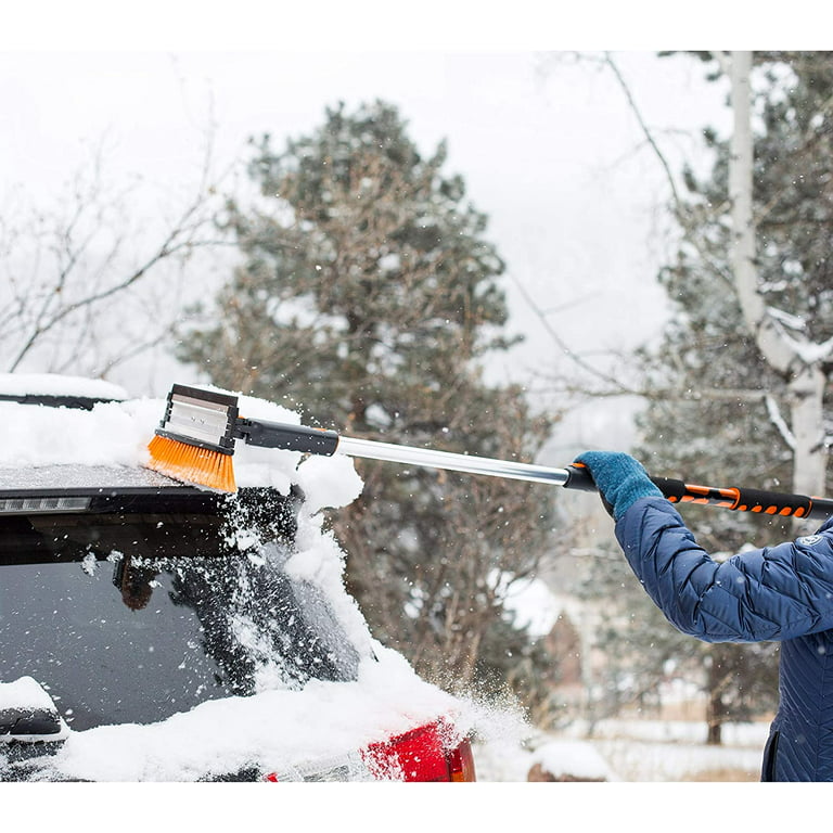 Superio Brand Extendable Snow Brush with Squeegee and Ice Scraper Eva Foam  Comfort Grip on Aluminum Handle, T-Shape, Car Truck SUV Windshield