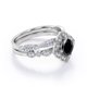 thumbnail image 3 of Anillo Nupcial JeenMata con Diseño Floral Milgrain Art Deco 1,5 Quilates en Pavé Cruzado de Moissanita y Diamantes Negros en Plata con Baño de Oro Blanco de 18 K, 3 of 6