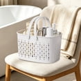 thumbnail image 5 of Hovilon Bath Storage Basket, Portable Plastic Shower Caddy with Handle & Drainage Holes, Waterproof Quick-Dry Toiletries Organizer for Bathroom Dorm Gym, Holds Shampoo Shower Gel Towels, White, 5 of 6