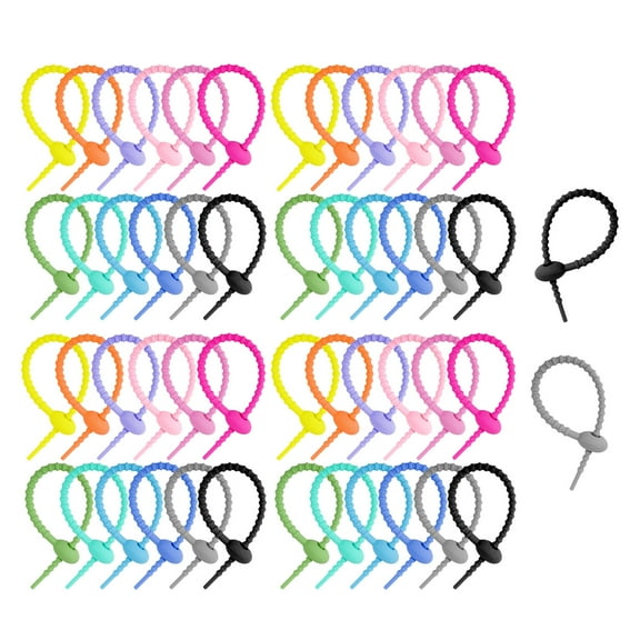Pack of 10/20/50 Silicone Reusable Bag Twist Wire Fasten Cable Zip Tie Flexible Ties for Organization and Projects
