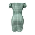 thumbnail image 6 of Dresses for Women Plus Size Short Sleeve Buttocks Shoulder Plaid Sexy Casual Dress, 6 of 6
