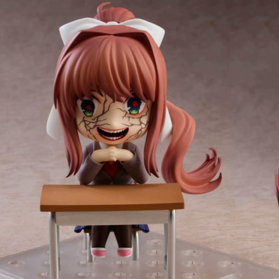New Doki Doki Literature Monika (1818 Q Ver) Character Anime Model Statue Action Figures Desktop Ornament Popular Decorations Fan Souvenirs Creative Gift Collectable