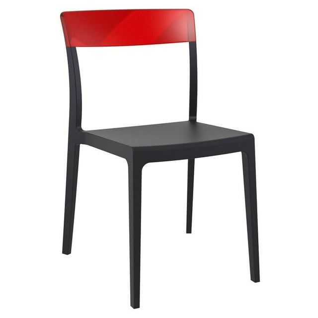 Pemberly Row Indoor/Outdoor Patio Dining Chair in Black Transparent Red