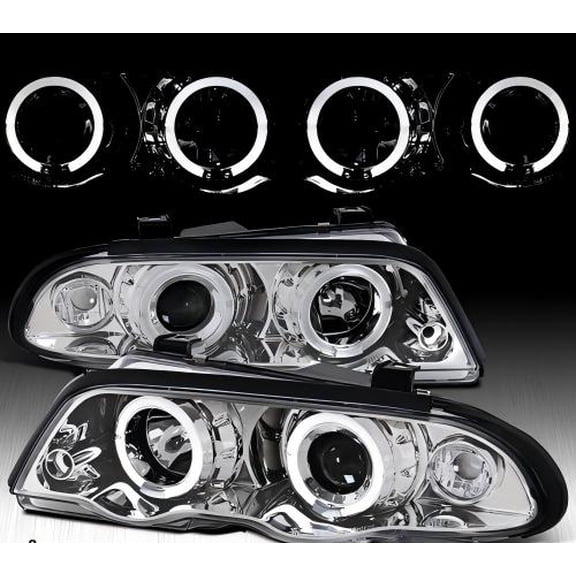 Fit 1999-2001 BMW E46 323i 325i 328i Dual LED Halo Projector Headlights Lamps