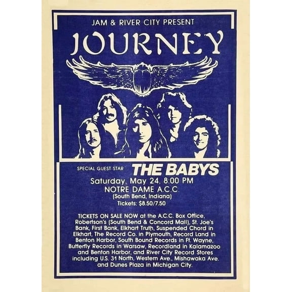 1978 Journey Concert Poster Wall Art Print The Babys es 11 x 17 Inch Poster