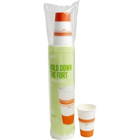 Perk Paper Hot Cups  16 oz  White/Orange  50/Pack (PRK24375266)