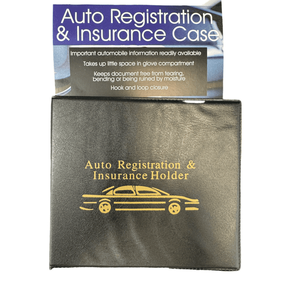 Auto Registration and Insurance Case – Durable Black Wallet with Clear Pockets, Hook and Loop Closure, Compact Design, Perfect for Organizing Car-Related Documents, Black