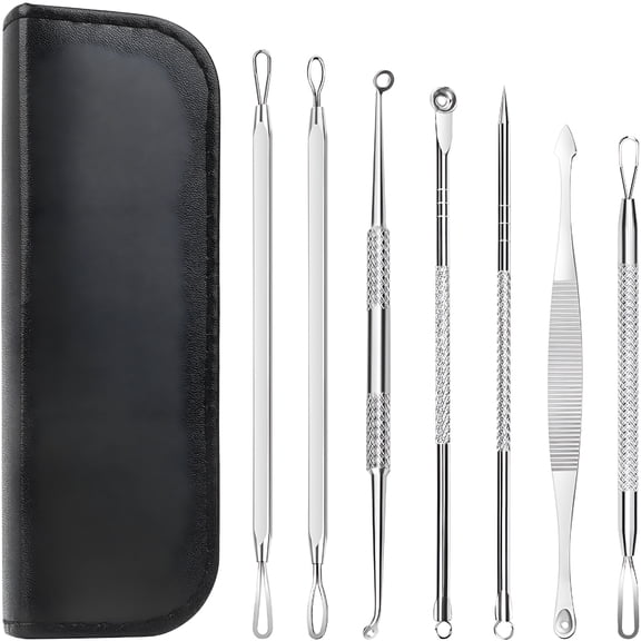 EXLEAF Blackhead Remover Pimple Popper Tool Acne Comedone Zit Extractor Kit for Nose Facial Pore, Blemish Whitehead Extraction Popping Needle